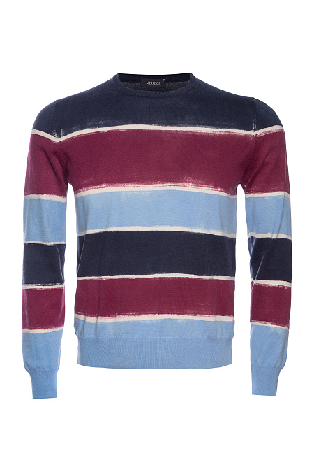 Мужской брендовый хлопковый джемпер с цветными полосами  арт. 55167/18176/922 Meucci (Италия) - фото. Цвет: Разноцветные полосы. Купить в интернет-магазине https://shop.meucci.ru

