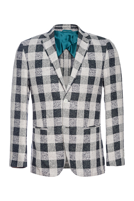 Мужской пиджак из льняного твида в серую клетку Meucci (Италия), арт. MI 1200181/11603 - фото. Цвет: Бело-серый в клетку. Купить в интернет-магазине https://shop.meucci.ru
