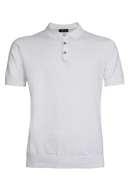 Поло белого цвета из смеси льна и хлопка  для мужчин бренда Meucci (Италия), арт. PB-NECK 30024/001 - фото. Цвет: Белый. Купить в интернет-магазине https://shop.meucci.ru
