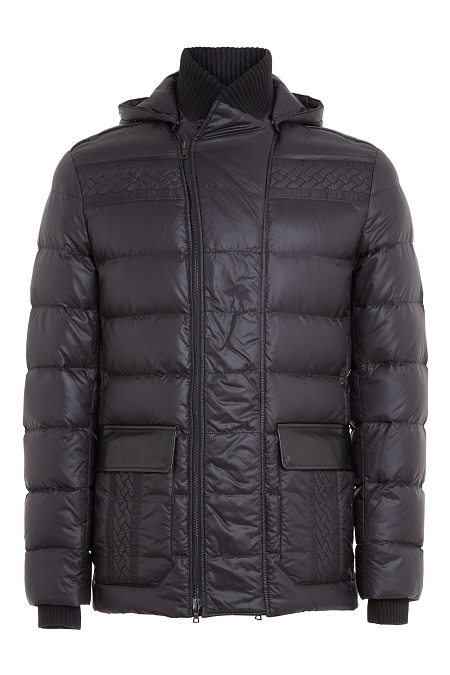 Пуховик сине-черный прямой посадки для мужчин бренда Meucci (Италия), арт. 4804 - фото. Цвет: Navy. Купить в интернет-магазине https://shop.meucci.ru
