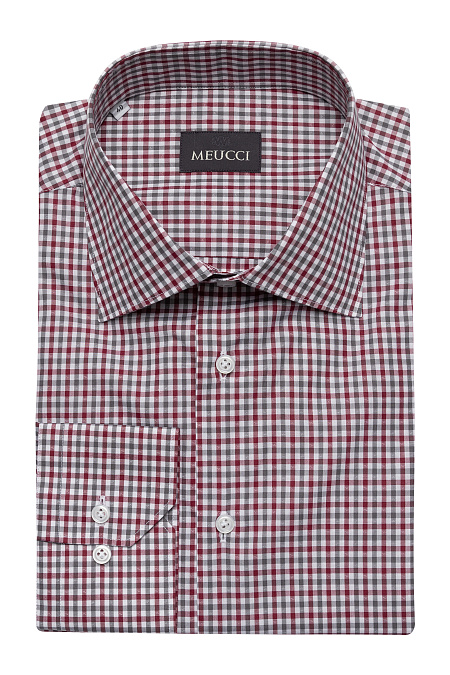 Модная мужская рубашка в разноцветную клетку арт. SL 902020 R 91ZG/302104 от Meucci (Италия) - фото. Цвет: Белый, красно-серая клетка. Купить в интернет-магазине https://shop.meucci.ru

