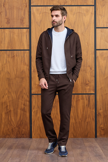 Коричневый спортивный костюм из плотного трикотажа  для мужчин бренда Meucci (Италия), арт. SpS A017 BROWN - фото. Цвет: Коричневый . Купить в интернет-магазине https://shop.meucci.ru
