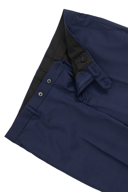 Мужские брюки классические темно-синего цвета из шерсти  арт. MI 30062/8031 Meucci (Италия) - фото. Цвет: Темно-синий. Купить в интернет-магазине https://shop.meucci.ru
