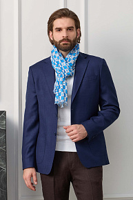 Пиджак темно-синий в мелкую клетку из шерсти с добавлением шелка  (MI 1200181EZ/11749)