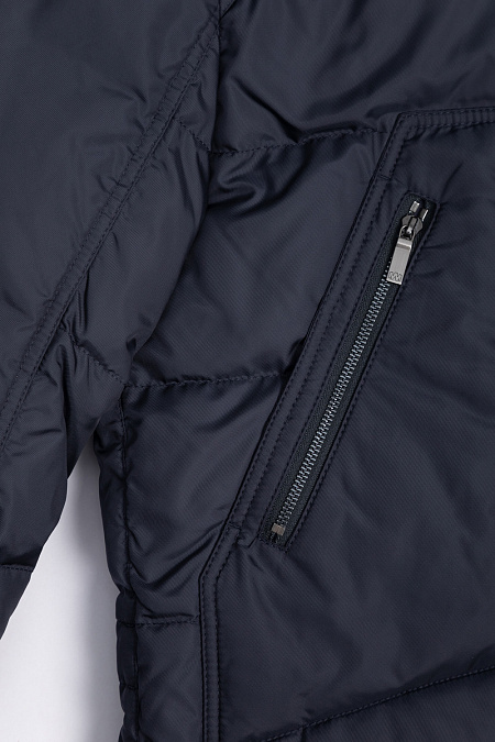 Удлиненный пуховик-парка с капюшоном для мужчин бренда Meucci (Италия), арт. 9880 - фото. Цвет: Темно-синий. Купить в интернет-магазине https://shop.meucci.ru
