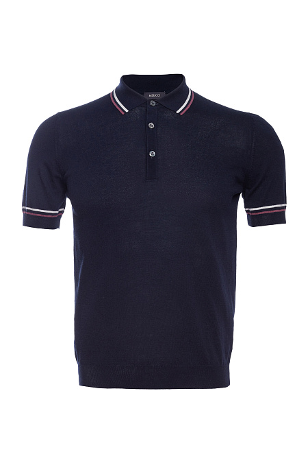 Поло из хлопка темно-синего цвета  для мужчин бренда Meucci (Италия), арт. 20650/57172/598 - фото. Цвет: Темно-синий. Купить в интернет-магазине https://shop.meucci.ru
