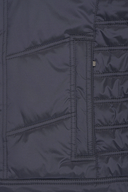 Короткий пуховик с капюшоном и меховой опушкой  для мужчин бренда Meucci (Италия), арт. 6888 - фото. Цвет: Темно-синий. Купить в интернет-магазине https://shop.meucci.ru
