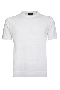 Базовая футболка белого цвета из смеси льна и хлопка  (MEU-2511/0001)