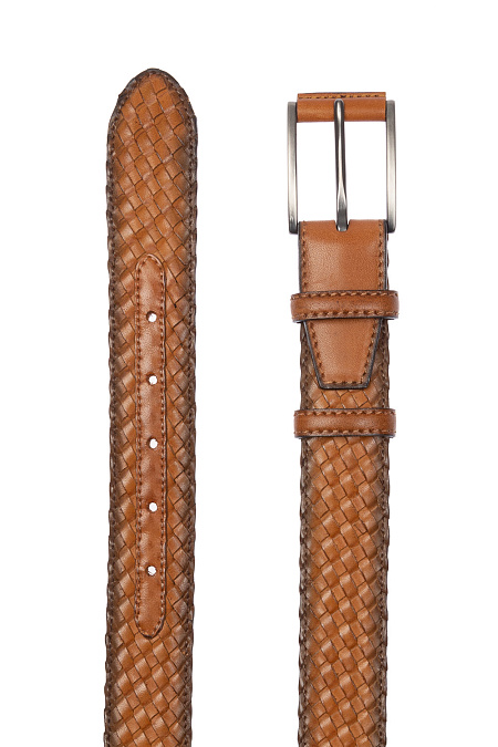 Кожаный ремень плетеный коричневый для мужчин бренда Meucci (Италия), арт. 201068309-422 - фото. Цвет: Коричневый . Купить в интернет-магазине https://shop.meucci.ru
