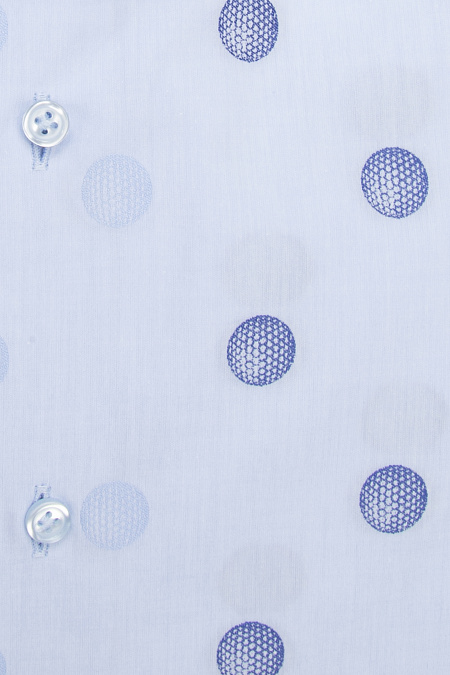 Модная мужская рубашка хлопковая голубая с орнаментом  арт. SL 902022 RL 91AG/302220 от Meucci (Италия) - фото. Цвет: Голубой с орнаментом.
