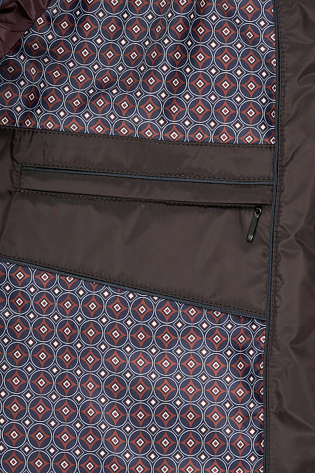 Пуховик с капюшоном и меховой опушкой коричневый  для мужчин бренда Meucci (Италия), арт. 8261 - фото. Цвет: темно-коричневый. Купить в интернет-магазине https://shop.meucci.ru
