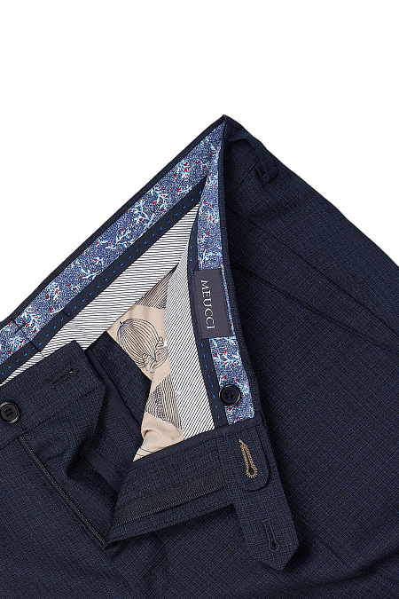 Мужские брюки темно-синие из шерсти арт. GB 2065 Navy Meucci (Италия) - фото. Цвет: Темно-синий. Купить в интернет-магазине https://shop.meucci.ru
