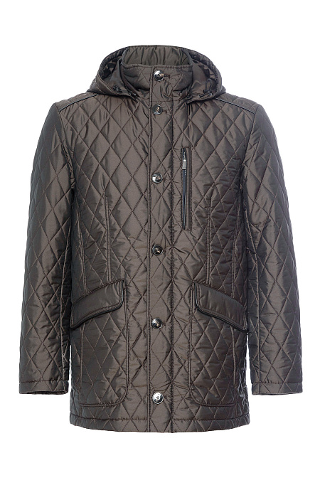 Стеганая куртка-парка с капюшоном для мужчин бренда Meucci (Италия), арт. 3217 - фото. Цвет: Коричневый (кофе). Купить в интернет-магазине https://shop.meucci.ru
