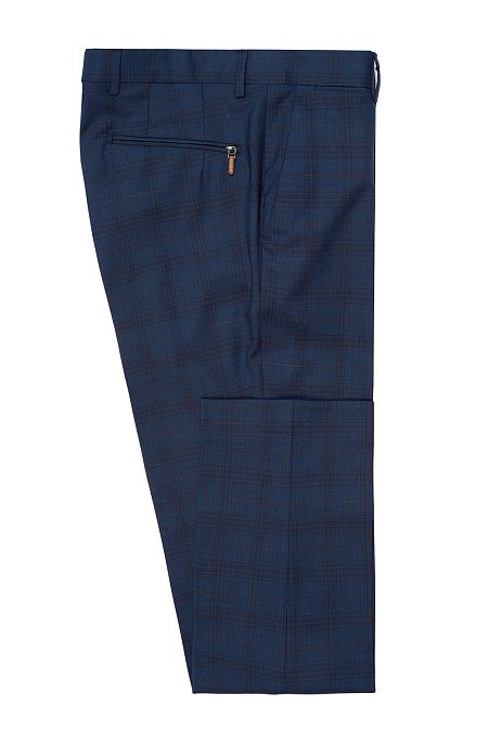 Мужские брюки темно-синие в клетку из тонкой шерсти  арт. MI 21136320-08 Meucci (Италия) - фото. Цвет: Темно-синий, клетка. Купить в интернет-магазине https://shop.meucci.ru
