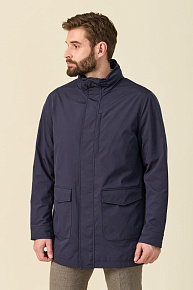 Ветровка синяя со скрытым капюшоном в воротнике  (M-E-115 Dk.Blue)