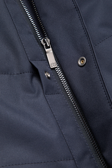 Утепленная куртка средней длины с капюшоном  для мужчин бренда Meucci (Италия), арт. 5616 - фото. Цвет: Темно-синий. Купить в интернет-магазине https://shop.meucci.ru
