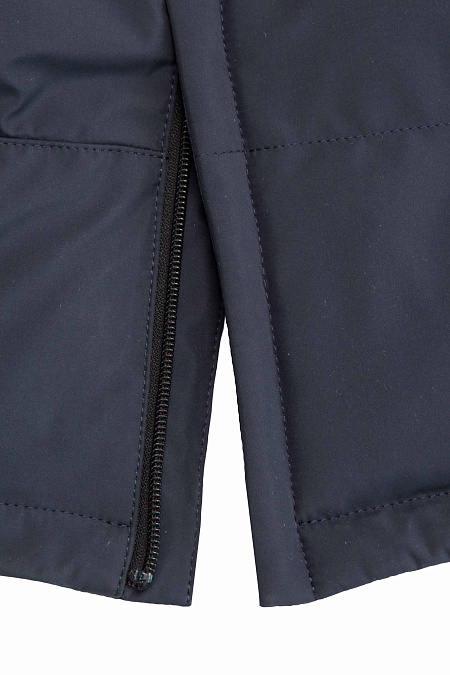  Пуховик с капюшоном и меховой опушкой темно-синего цвета  для мужчин бренда Meucci (Италия), арт. 1845 - фото. Цвет: Темно-синий. Купить в интернет-магазине https://shop.meucci.ru
