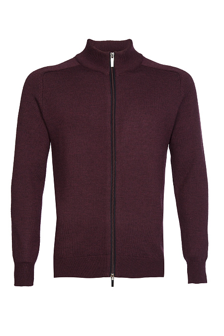 Мужской брендовый шерстяной кардиган на молнии темно-бордовый  арт. FZIP+ALC/77900/4M0833 Meucci (Италия) - фото. Цвет: Темно-бордовый. Купить в интернет-магазине https://shop.meucci.ru
