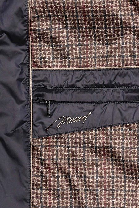 Легкий пуховик с капюшоном темно-синего цвета  для мужчин бренда Meucci (Италия), арт. 4905 - фото. Цвет: Темно-синий. Купить в интернет-магазине https://shop.meucci.ru
