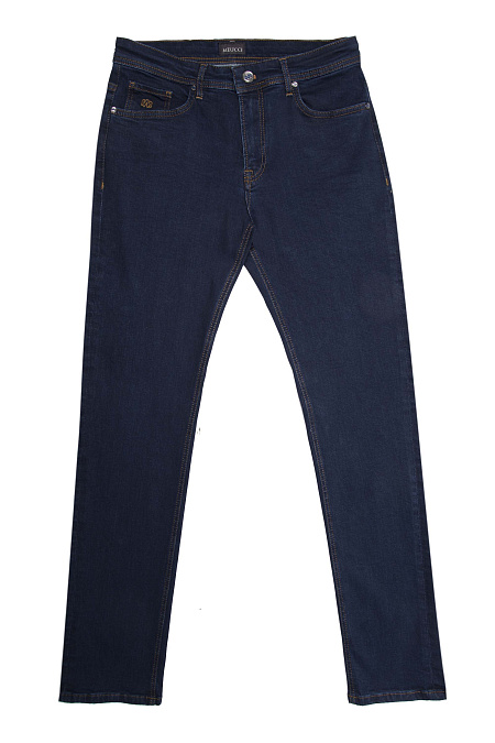 Мужские брендовые темно-синие джинсы прямого кроя из премиального денима  арт. LUEC REG 2525 Meucci (Италия) - фото. Цвет: Темно-синий. Купить в интернет-магазине https://shop.meucci.ru
