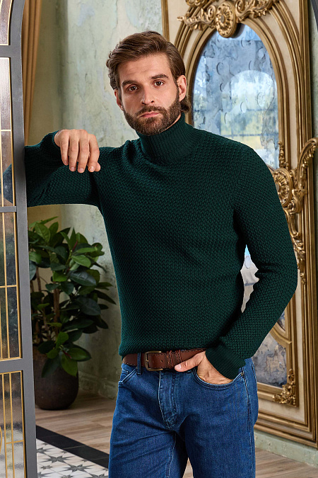 Мужская брендовая шерстяной свитер зеленого цвета  арт. 57157/14280/464 Meucci (Италия) - фото. Цвет: Зеленый. Купить в интернет-магазине https://shop.meucci.ru

