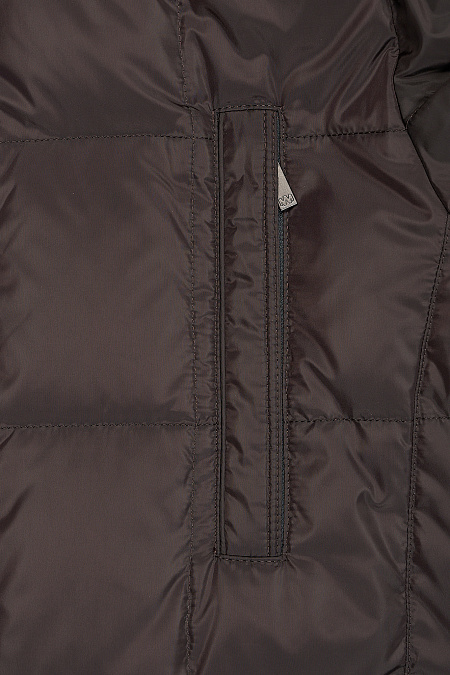 Пуховик с капюшоном и меховой опушкой коричневый  для мужчин бренда Meucci (Италия), арт. 8261 - фото. Цвет: темно-коричневый. Купить в интернет-магазине https://shop.meucci.ru
