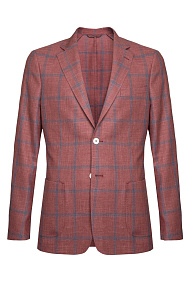 Пиджак бордовый в клетку из смеси шерсти, шелка и льна  (MI 1200181DR/11761)