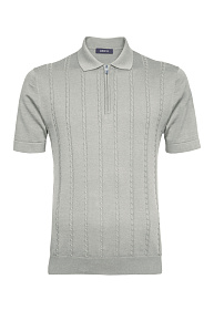 Поло светло-серого цвета с фактурным орнаментом в виде кос  (MEU-2507/DQSS37)