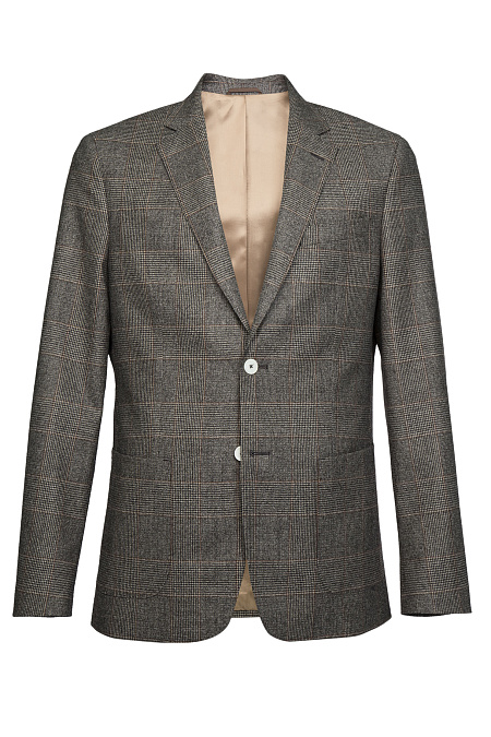Мужской пиджак в клетку в серо-бежевых тонах из шерсти с кашемиром  Meucci (Италия), арт. MI 1200181EZ/11740 - фото. Цвет: Серый, бежевый. Купить в интернет-магазине https://shop.meucci.ru
