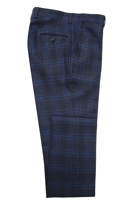 Мужской костюм синий в клетку из смеси льна, шерсти и шелка Meucci (Италия), арт. MI 2200191EZ/11038 - фото. Цвет: Синий в клетку. Купить в интернет-магазине https://shop.meucci.ru
