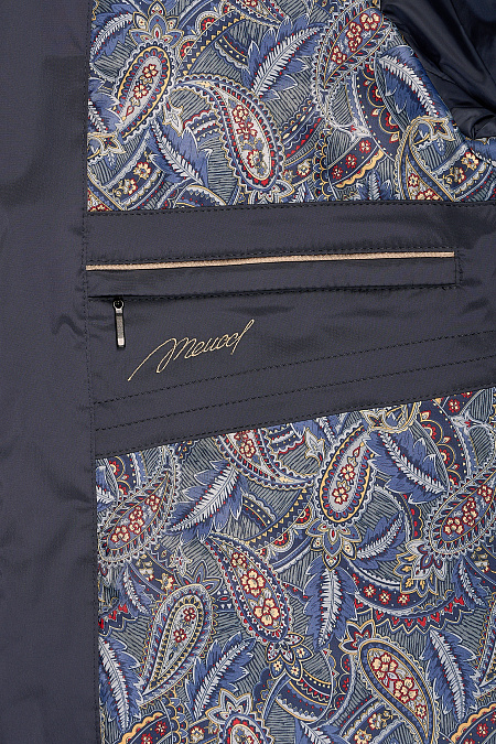 Короткий пуховик с капюшоном и меховой опушкой  для мужчин бренда Meucci (Италия), арт. 6888 - фото. Цвет: Темно-синий. Купить в интернет-магазине https://shop.meucci.ru
