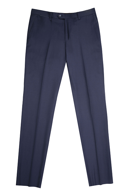 Мужские темно-синие брюки в классическом стиле из тонкой шерсти  арт. VB 2323 NAVY Meucci (Италия) - фото. Цвет: Темно-синий. Купить в интернет-магазине https://shop.meucci.ru
