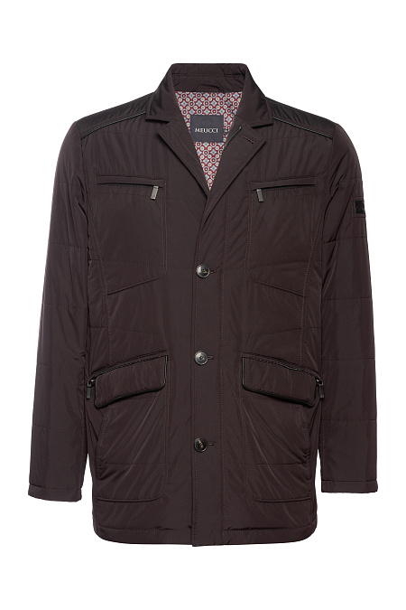 Утепленная стеганая куртка-пиджак  для мужчин бренда Meucci (Италия), арт. 4920 - фото. Цвет: Коричневый с бордовым отливом. Купить в интернет-магазине https://shop.meucci.ru
