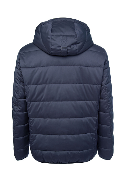 Стеганый легкий пуховик с капюшоном темно-синего цвета  для мужчин бренда Meucci (Италия), арт. 4360 - фото. Цвет: Темно-синий. Купить в интернет-магазине https://shop.meucci.ru
