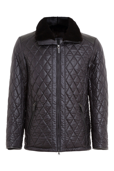 Утепленная стеганая куртка с мехом норки для мужчин бренда Meucci (Италия), арт. 8126/3 - фото. Цвет: Черный. Купить в интернет-магазине https://shop.meucci.ru
