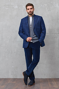 Брюки из хлопкового микровельвета синего цвета  (DV 1060 Dk.BLUE)