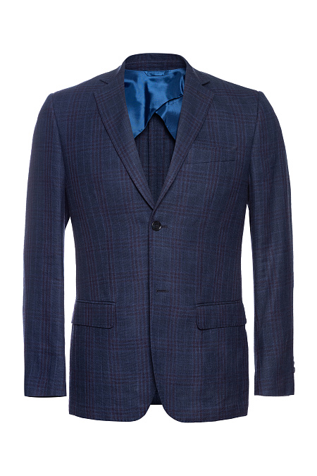 Мужской костюм в клетку из льна, шерсти и шелка Meucci (Италия), арт. MI 2200191/11003 - фото. Цвет: Темно-синий в клетку.