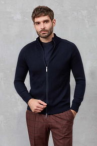 Кардиган темно-синего цвета с застежкой на молнию (13009/22025 Dk.NAVY)