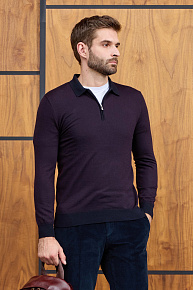 Джемпер-поло винного цвета с застежкой на молнию (43016/22025 CERISE)