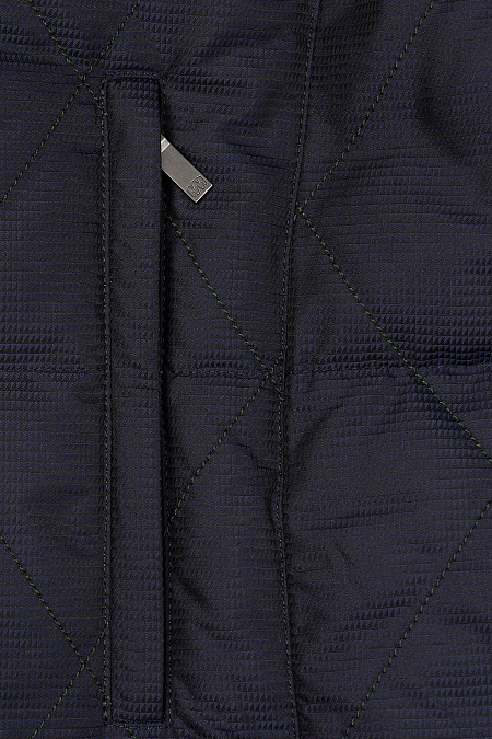 Cтеганый короткий пуховик с капюшоном и меховой опушкой  для мужчин бренда Meucci (Италия), арт. 7217 - фото. Цвет: Темно-синий. Купить в интернет-магазине https://shop.meucci.ru
