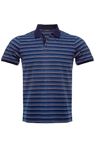 Хлопковое поло с орнаментом синего цвета (4070 DW Dk.Blue)
