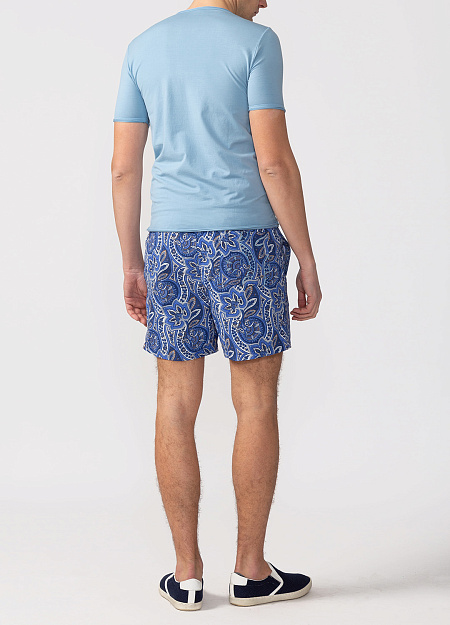 Мужские брендовые легкие шорты голубого цвета с принтом арт. A1505 Meucci (Италия) - фото. Цвет: Голубой с принтом. Купить в интернет-магазине https://shop.meucci.ru
