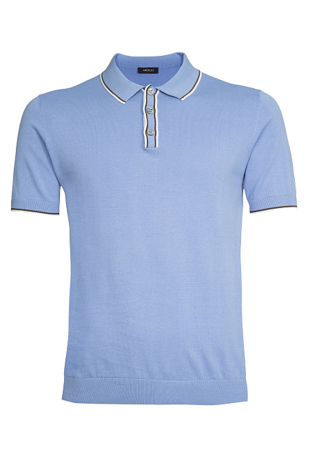 Поло голубого цвета из хлопка Пима  для мужчин бренда Meucci (Италия), арт. MEU-SS2409/DQSS58 - фото. Цвет: Голубой . Купить в интернет-магазине https://shop.meucci.ru

