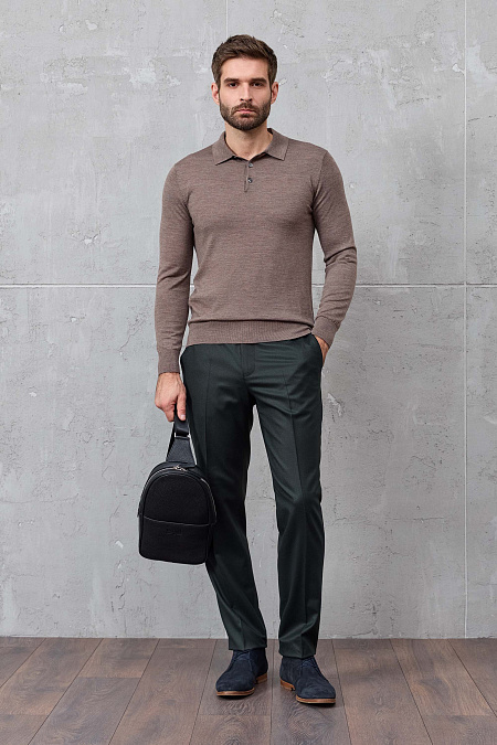 Сумка-слинг черного цвета с ремнем через плечо для мужчин бренда Meucci (Италия), арт. О-78188 Black - фото. Цвет: Черный. Купить в интернет-магазине https://shop.meucci.ru
