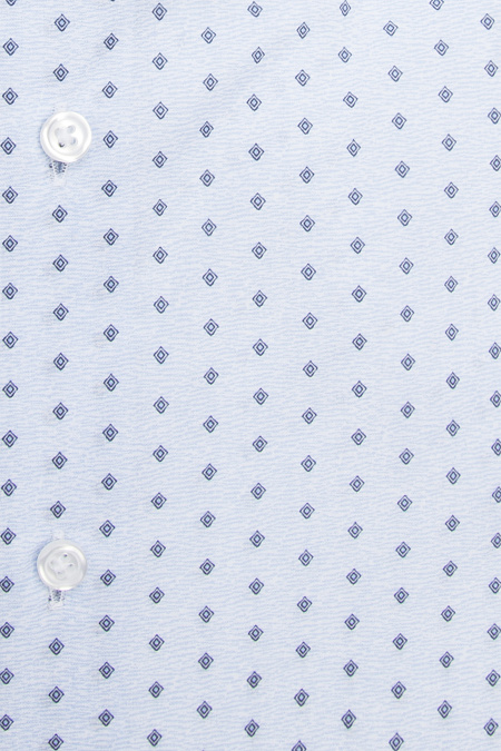 Модная мужская рубашка хлопковая голубая с орнаментом арт. SL 902022 RL 91LA/302209 от Meucci (Италия) - фото. Цвет: Голубой с орнаментом.
