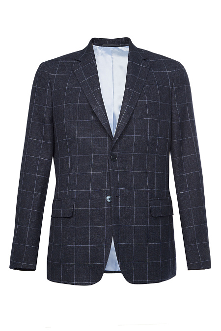 Мужской пиджак темно-синий в клетку из смеси шерсти и вискозы  Meucci (Италия), арт. MI 1200181VB/11641 - фото. Цвет: Темно-синий в клетку. Купить в интернет-магазине https://shop.meucci.ru
