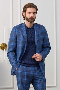 Легкий костюм из смеси шерсти, льна и шелка синий в клетку  (MI 2200191DR/12102)