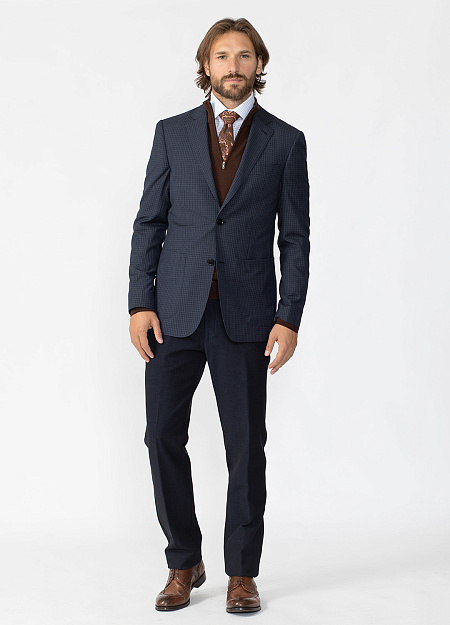 Мужской пиджак из шерсти серо-синий в клетку Meucci (Италия), арт. MI 1200181/8052 - фото. Цвет: Серо-синий, мелкая клетка. Купить в интернет-магазине https://shop.meucci.ru
