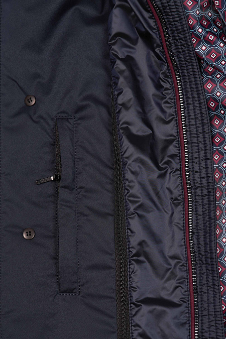 Легкая утепленная куртка с манишкой и капюшоном  для мужчин бренда Meucci (Италия), арт. 5215 - фото. Цвет: Темно-синий. Купить в интернет-магазине https://shop.meucci.ru
