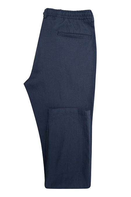 Мужские брендовые льняные брюки темно-синие  арт. SP-LP 1070 Blue Meucci (Италия) - фото. Цвет: Темно-синий. Купить в интернет-магазине https://shop.meucci.ru
